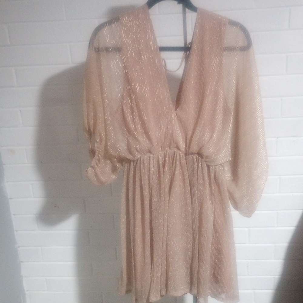 Mustard Seed Shimmering Gold Long Sleeve Dress